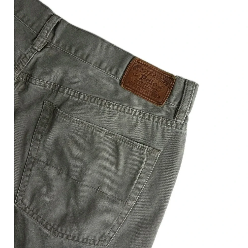 Polo Ralph Lauren Chino Pants Men's 38X32 Green 650 Straight 5 Pocket Flat Front
